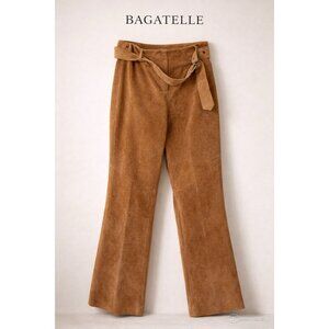 Bagatelle Brown Suede Belted Pants Size 12 High Rise Straight Leg Trousers